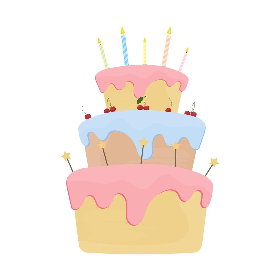 Birthday cake with candles illustration vector