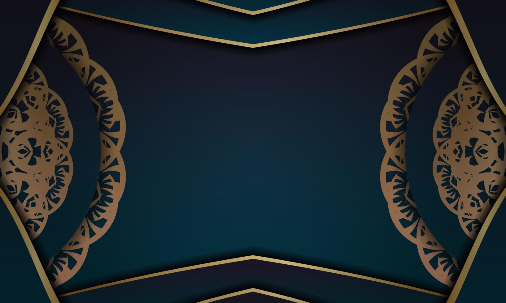 Banner degradado azul con adorno dorado abstracto y espacio para su logotipo vector