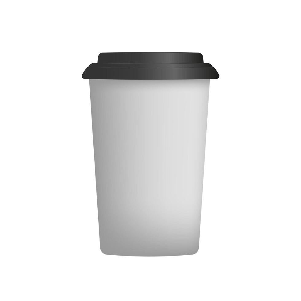 Vaso de plástico blanco para café en 3d. vector de taza de café de papel. aislado.