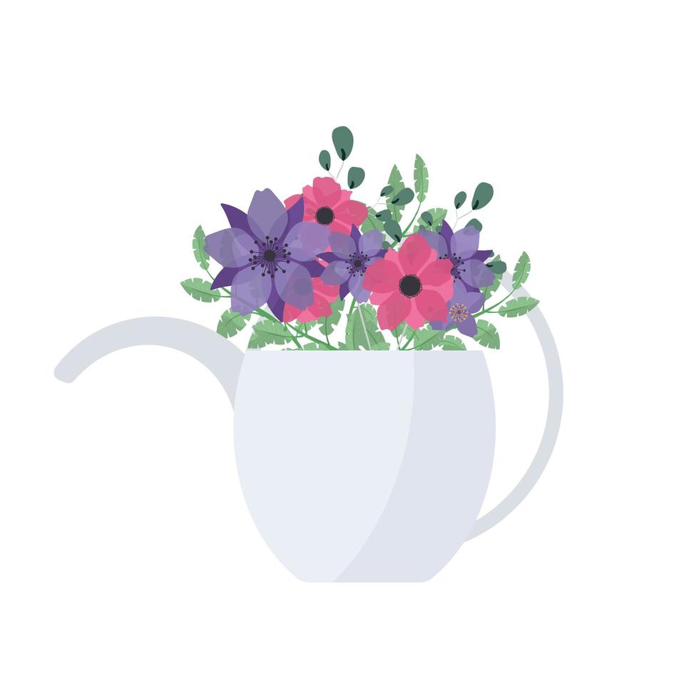 Flowers in a pot isolated on a white background. Vector illustration of flowers.