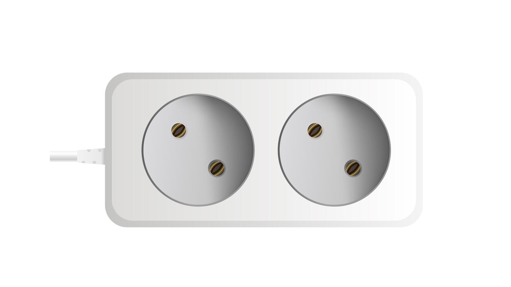 White extension cord with three outlets. Portable power socket. Realistic style Vector. vector