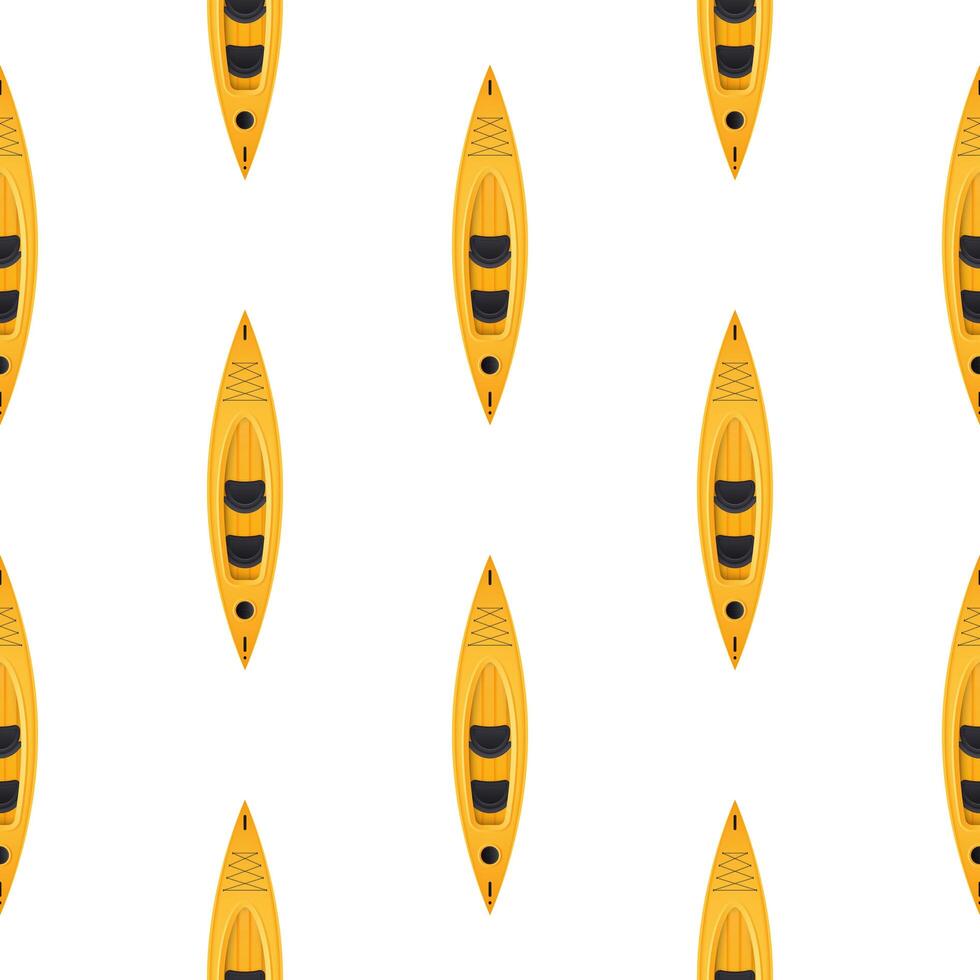 Seamless pattern with yellow kayaks. Suitable for postcards, backgrounds, books and posters. Vector illustration.