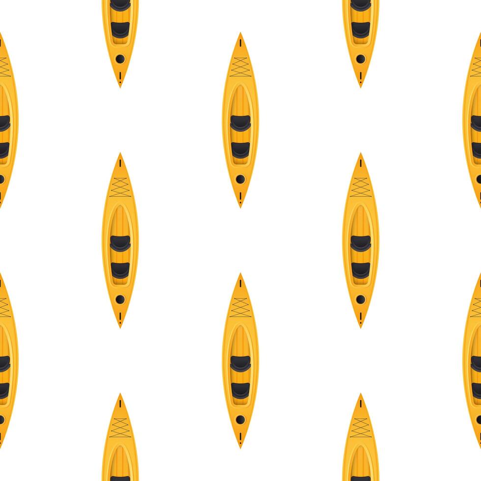 Seamless pattern with yellow kayaks. Suitable for postcards, backgrounds, books and posters. Vector illustration.