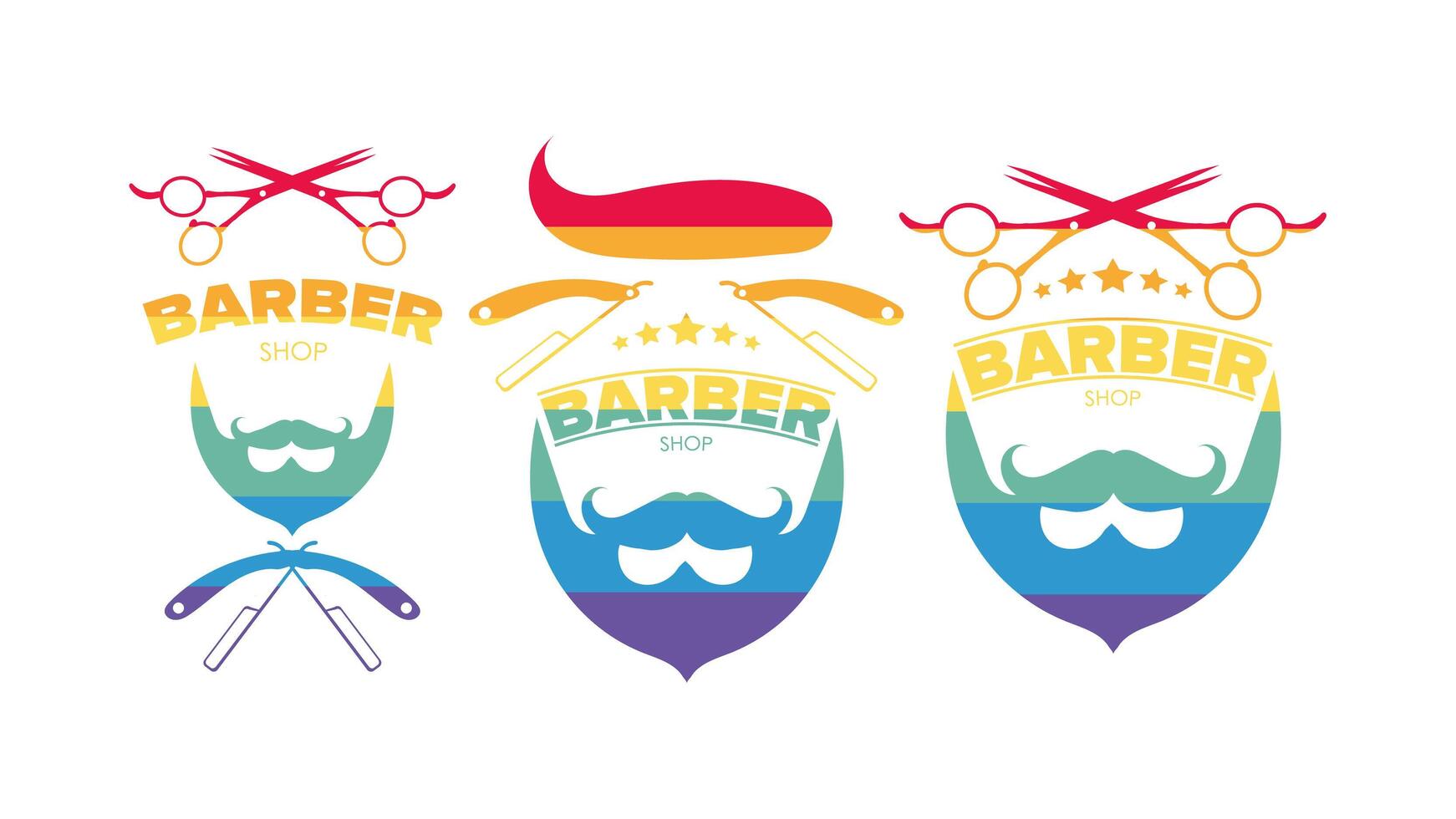 Logo for the barbershop with LGBT color. Isolated. Vector. vector