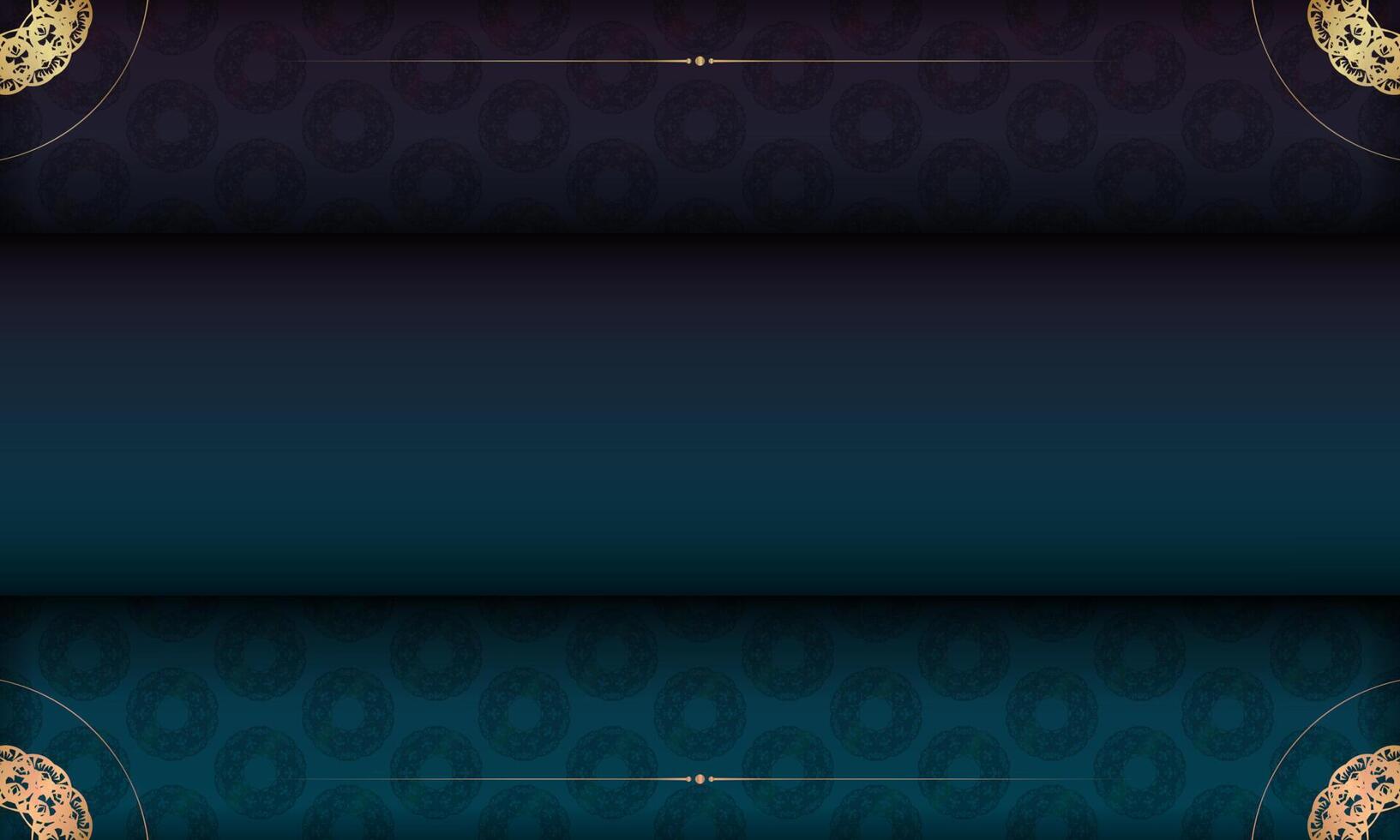 Blue gradient banner with Indian gold pattern and place under your logo vector