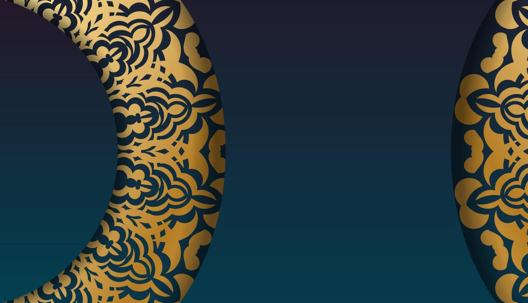 Golden floral pattern on blue background vector