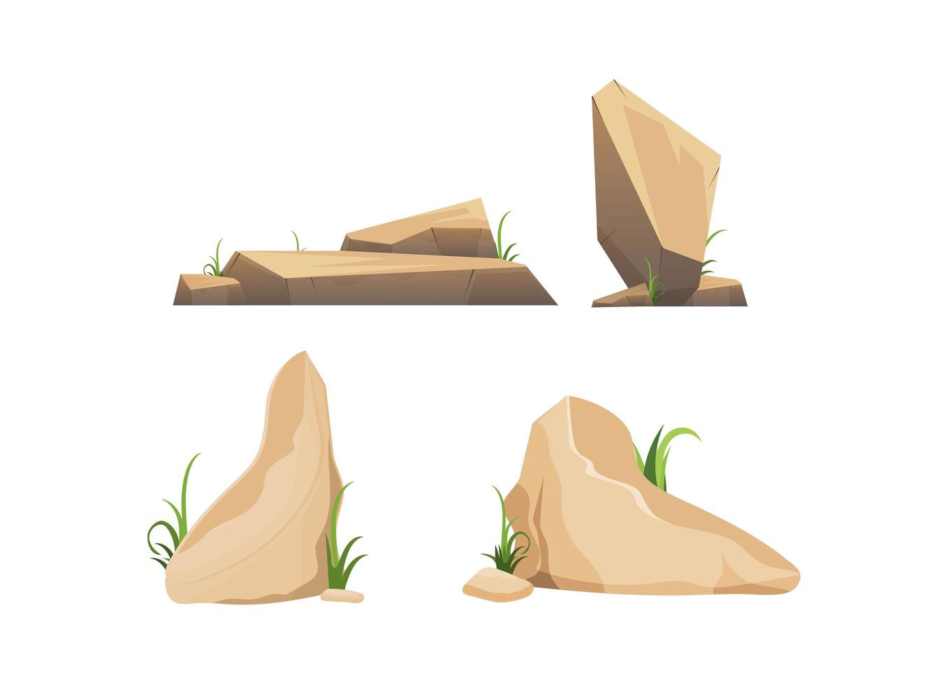 Set of Desert stones or rock isolated on white background. Vector illustration.