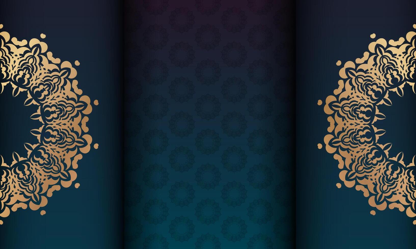 Blue gradient banner with greek gold pattern for design under your logo or text vector