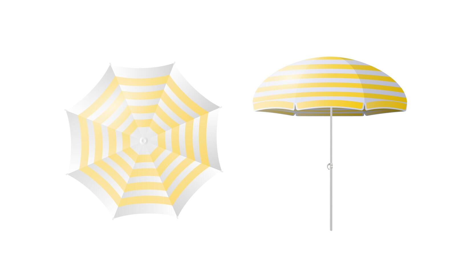 Yellow striped design. Beach umbrella set. Isolated for all backgrounds. vector