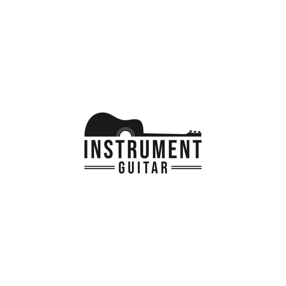 Plantilla de logotipo de guitarra de instrumento en fondo blanco vector