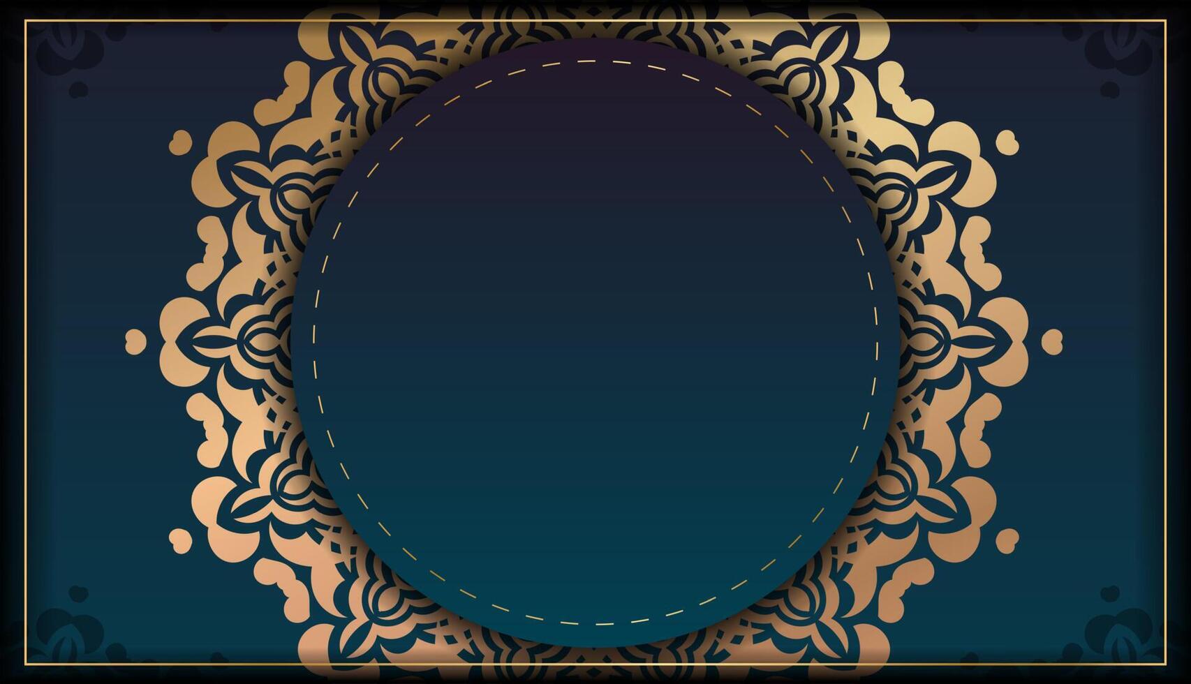 A blue and gold frame with an ornate pattern vector