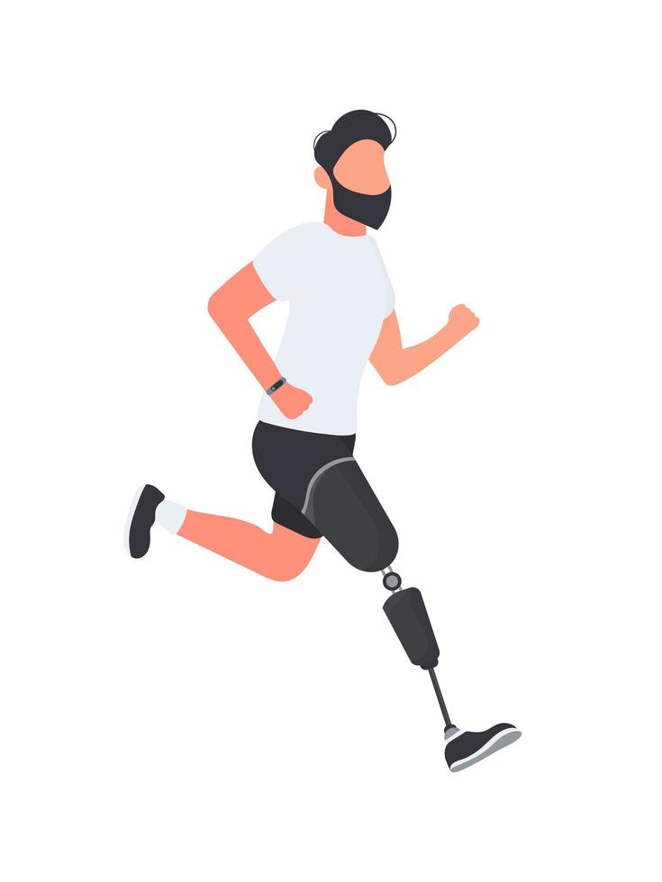 A man with a prosthetic leg is running. Vector. vector