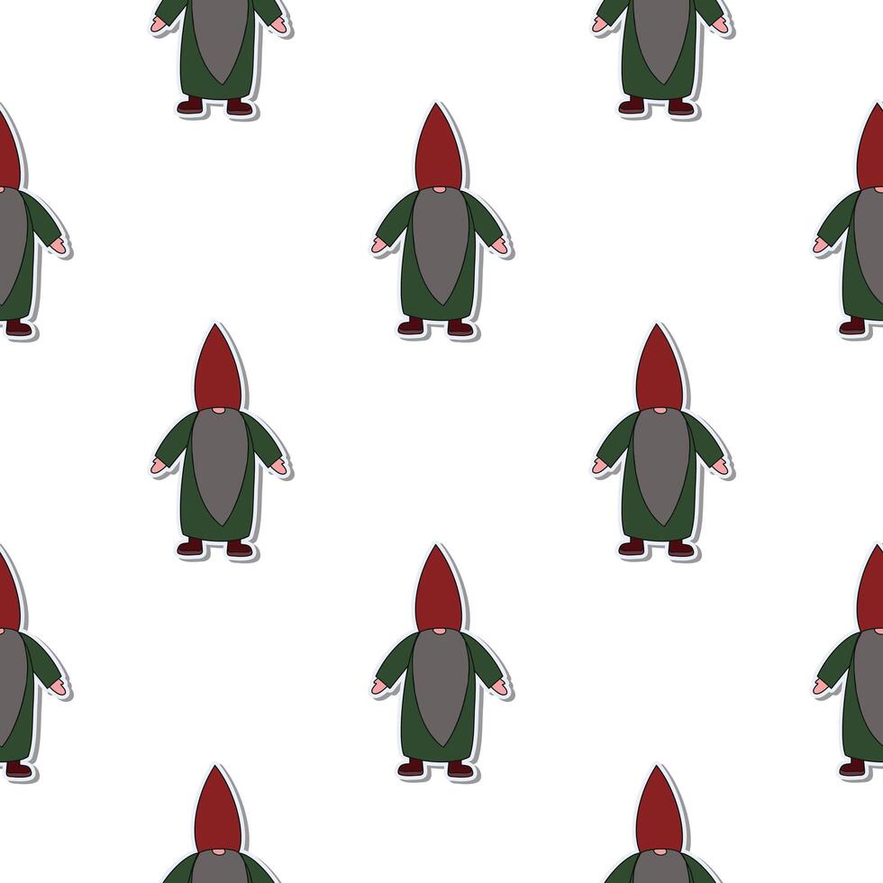 A pattern of gnomes on a white background vector