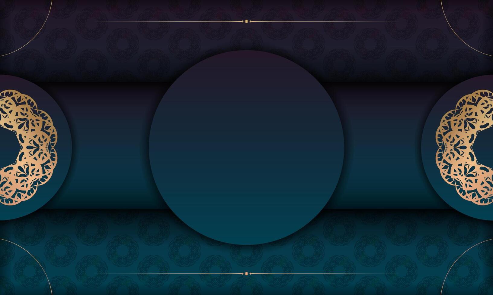 Blue gradient banner with luxurious gold ornamentation and space for text vector