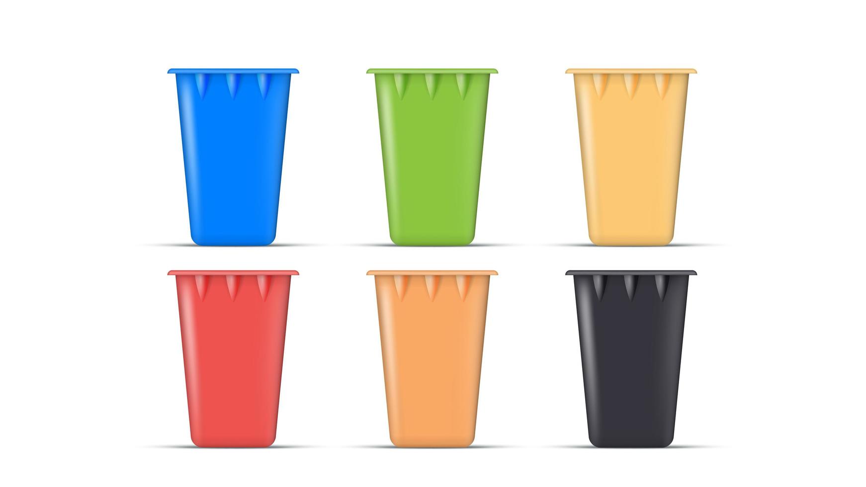 Set of realistic trash containers of different colors. Vector. vector