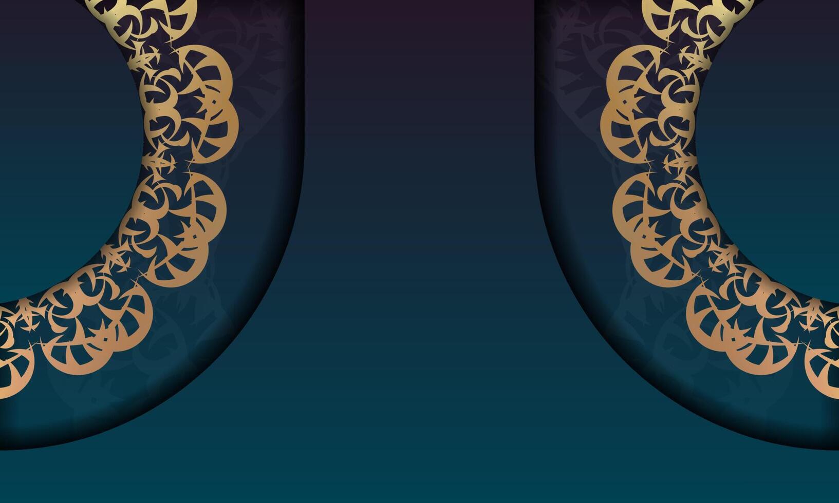 Two gold and blue ornate designs on a blue background vector
