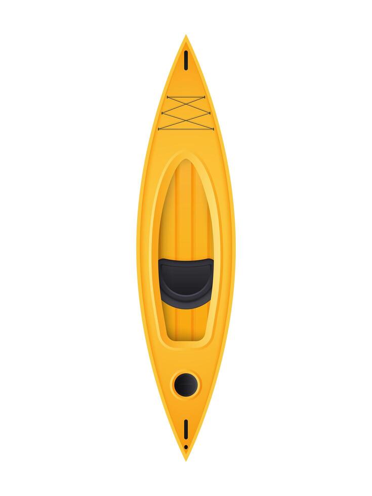 Yellow single kayak top view. For kayaking and rowing design. In a realistic style, Isolated. . vector