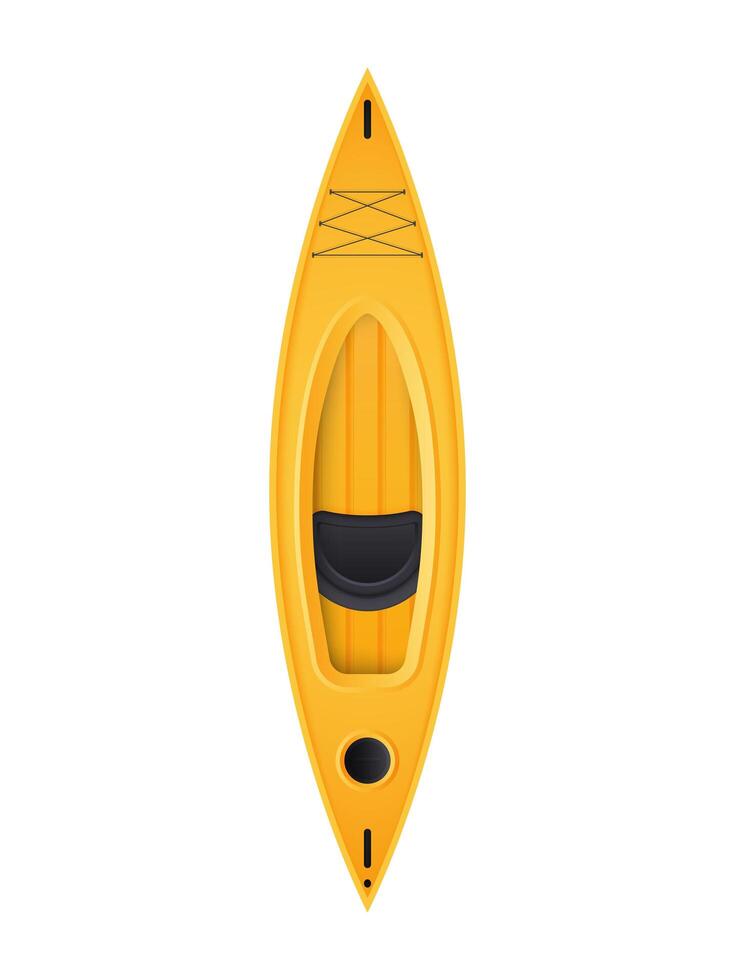 Vista superior de kayak individual amarillo. para el diseño de kayak y remo. en un estilo realista, aislado. vector. vector