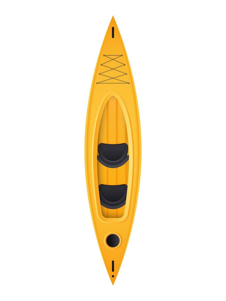 Vista superior de kayak doble amarillo. para el diseño de kayak y remo. en un estilo realista, aislado. vector. vector