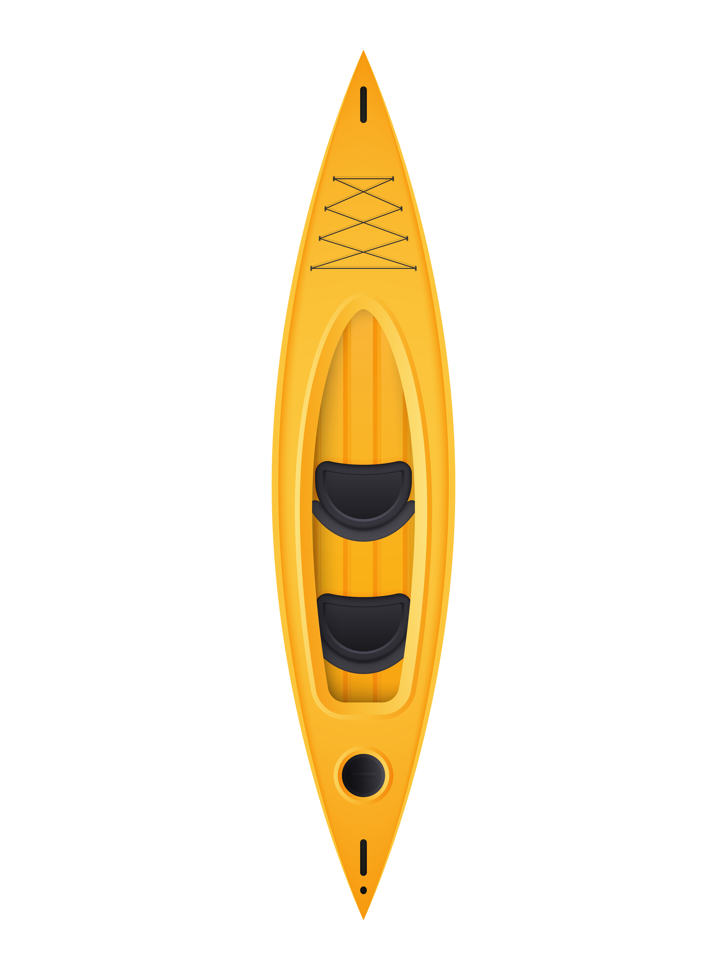 Yellow double kayak top view. For kayaking and rowing design. In a