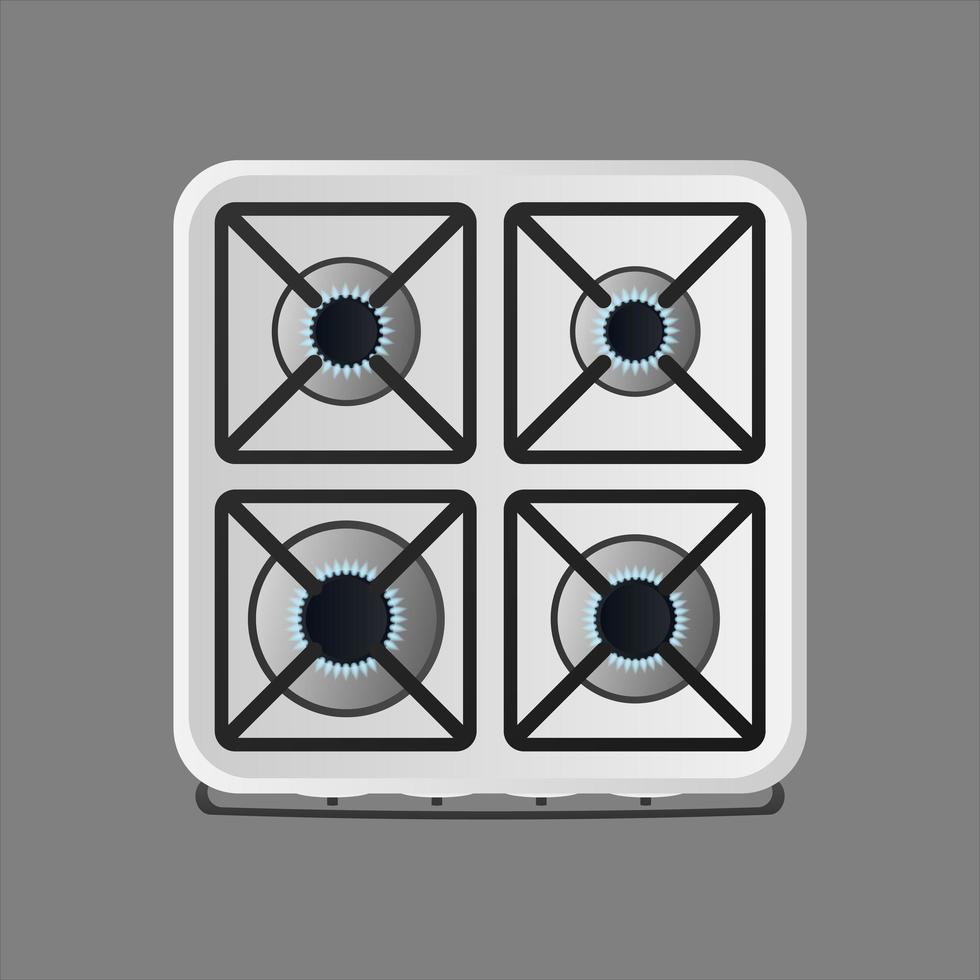 White kitchen stove with top view. Included gas stove. Modern oven for the kitchen in a realistic style. Isolated. Vector. vector
