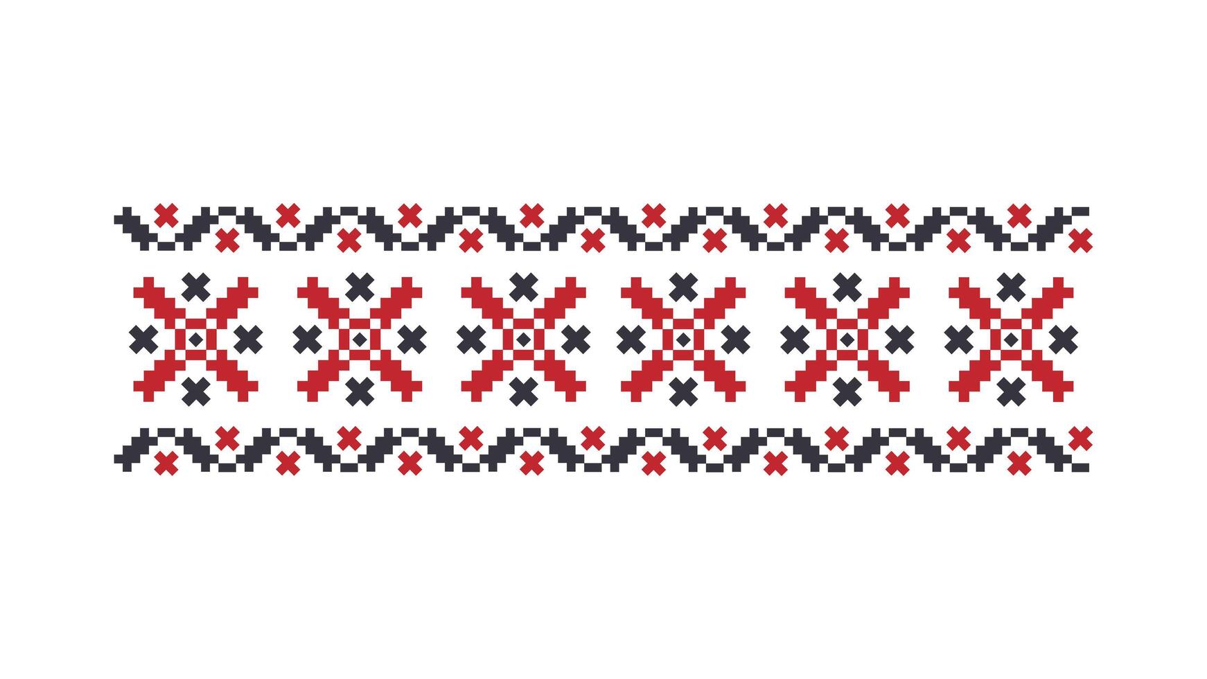 A cross stitch pattern with red and black colors vector