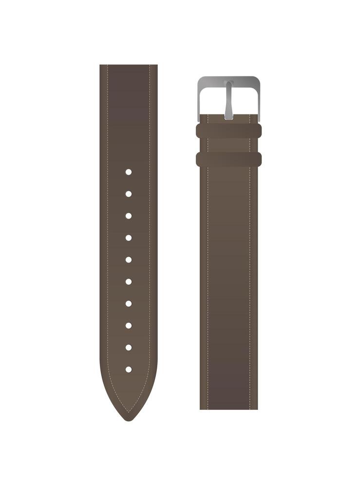 Brown strap for men's watches. Leather watchband vector. Isolated. vector