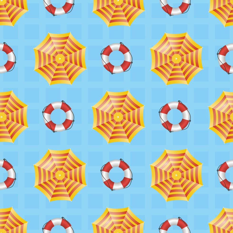 Seamless pattern with inflatable circles and sun umbrellas. . vector