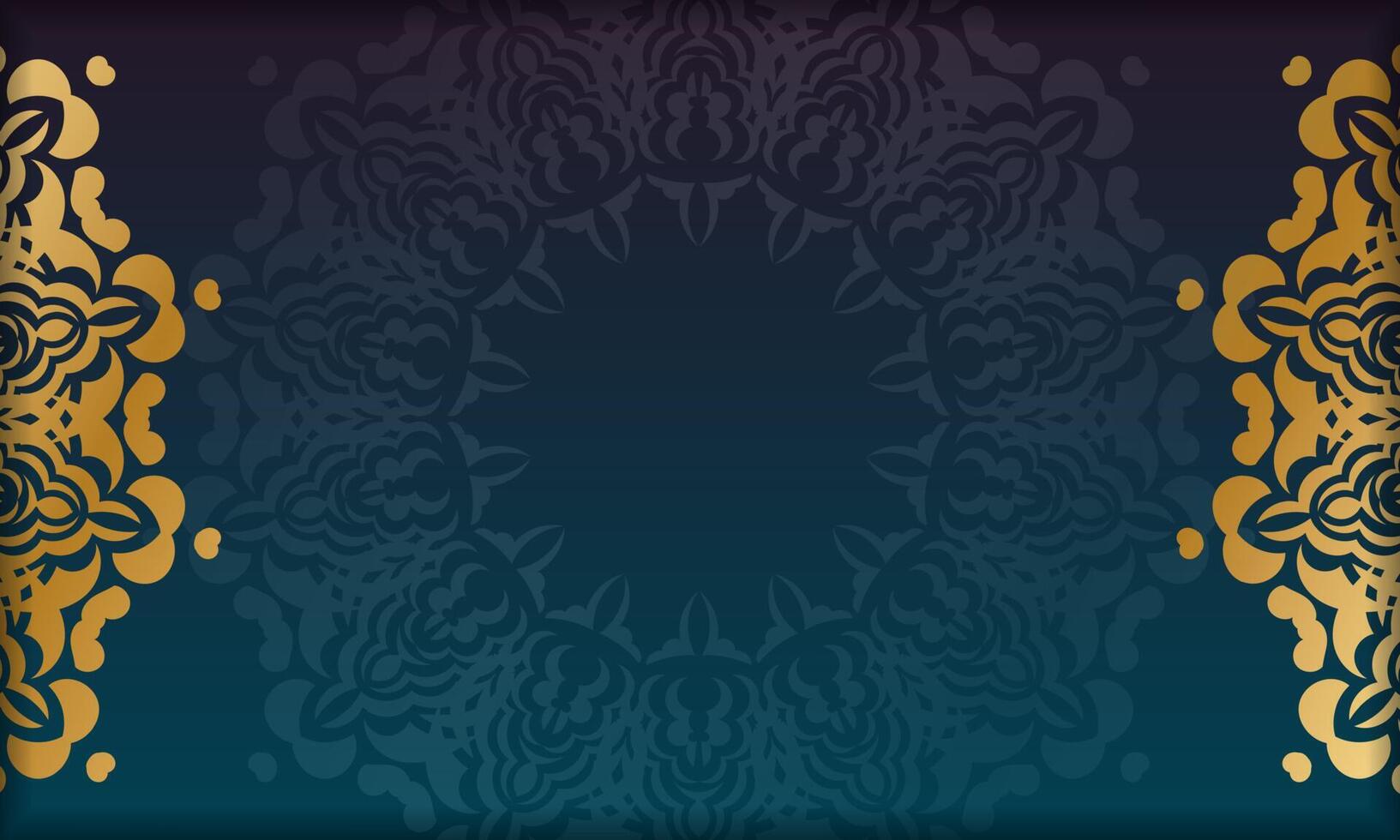 Blue gradient banner with vintage gold ornament for design under your logo or text vector