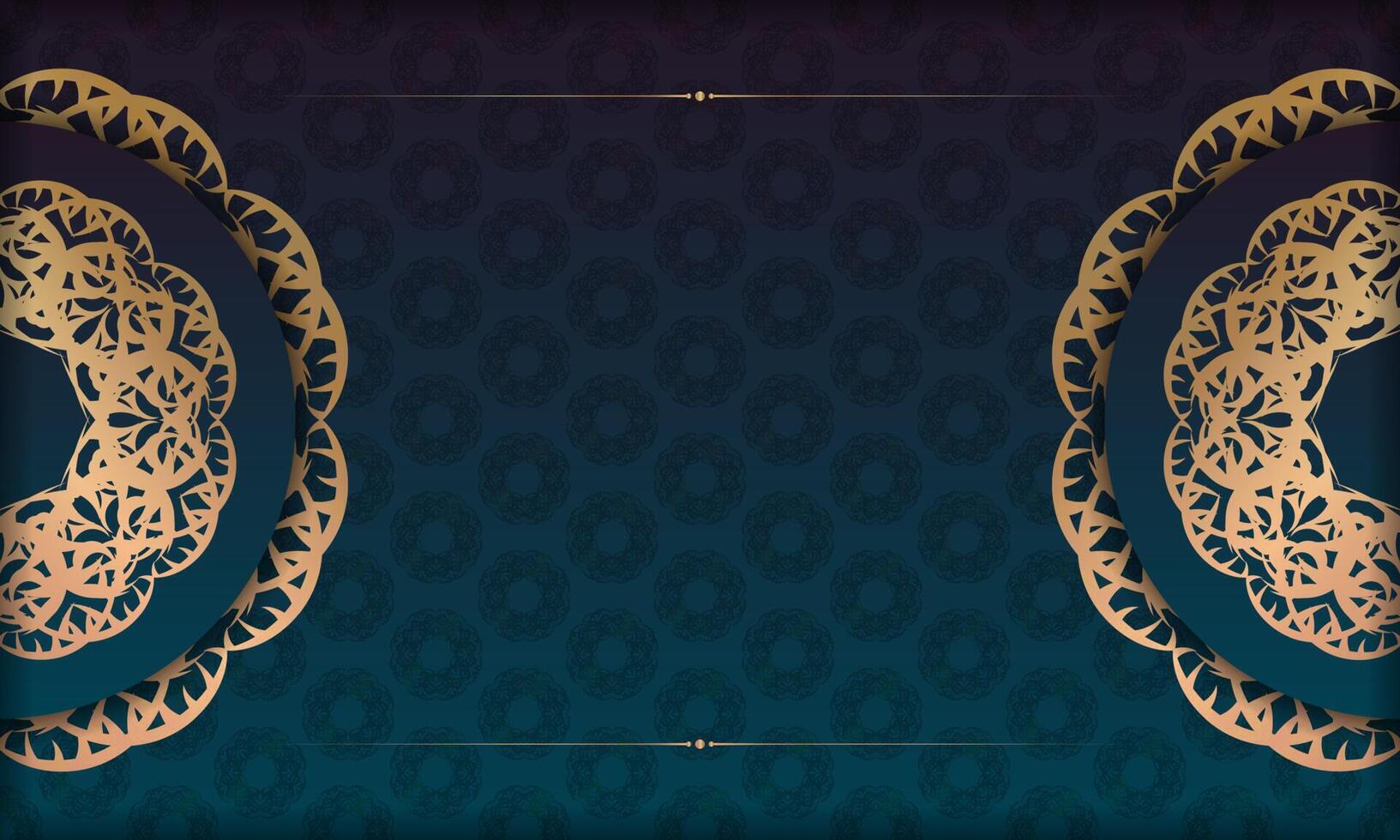 Blue gradient banner with luxury gold ornament for design under the text vector