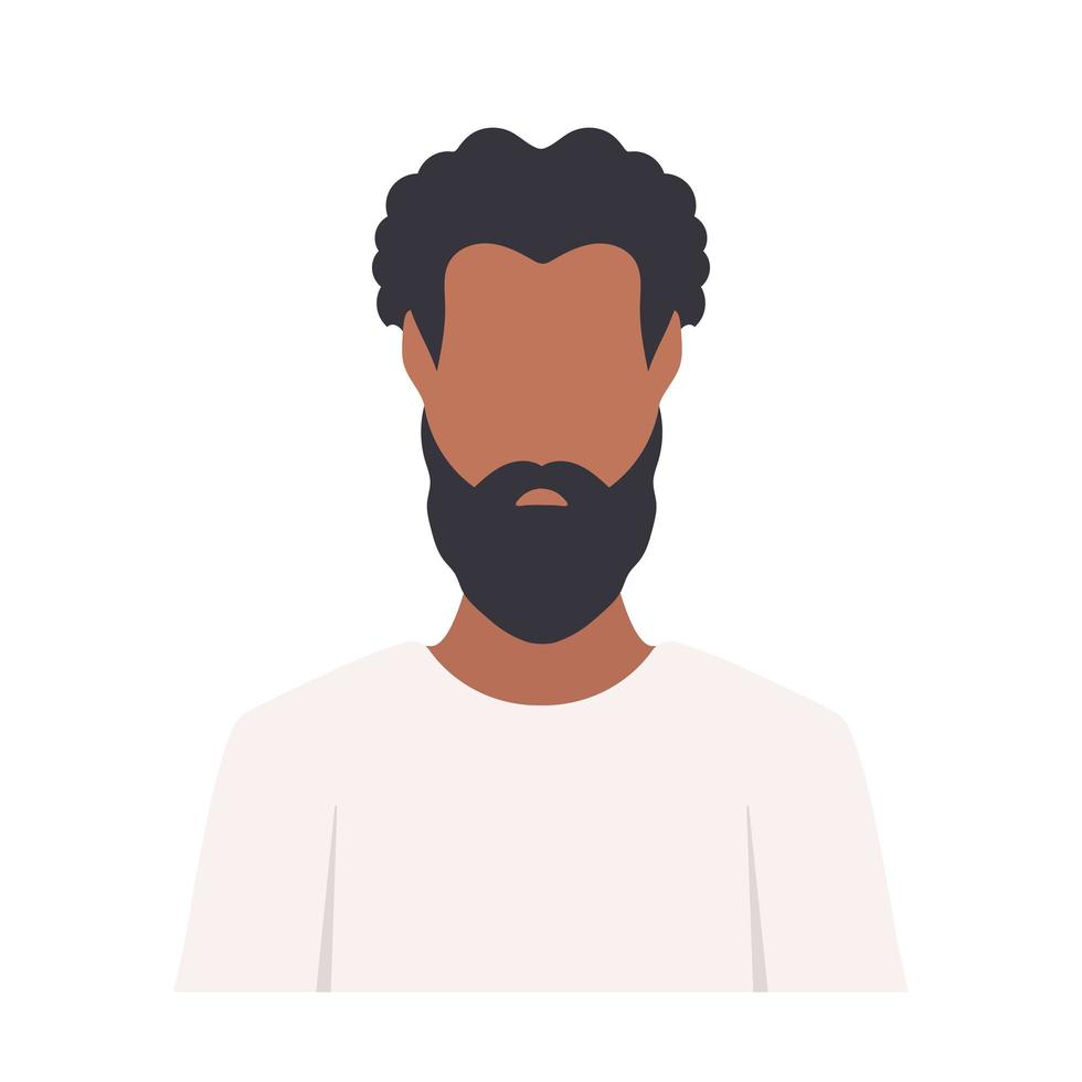 hombre afroamericano con barba. un tipo de piel oscura con barba. vector. vector