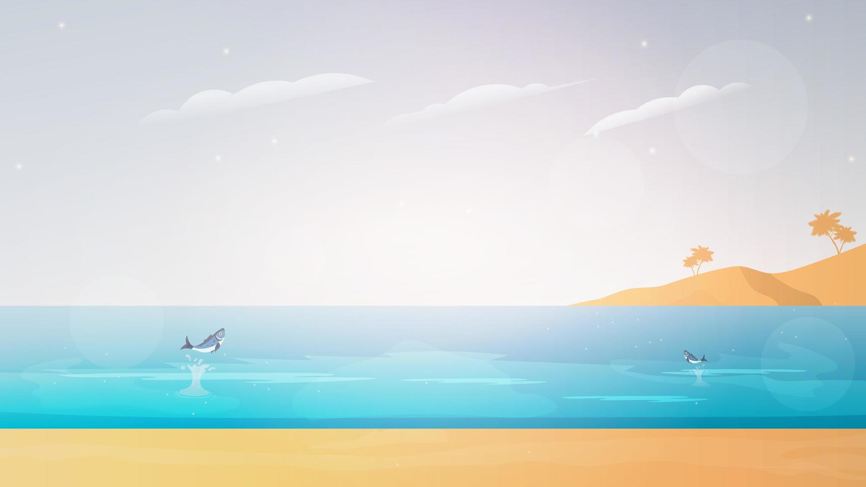 Tropical blue sea and a sand beach vector background.