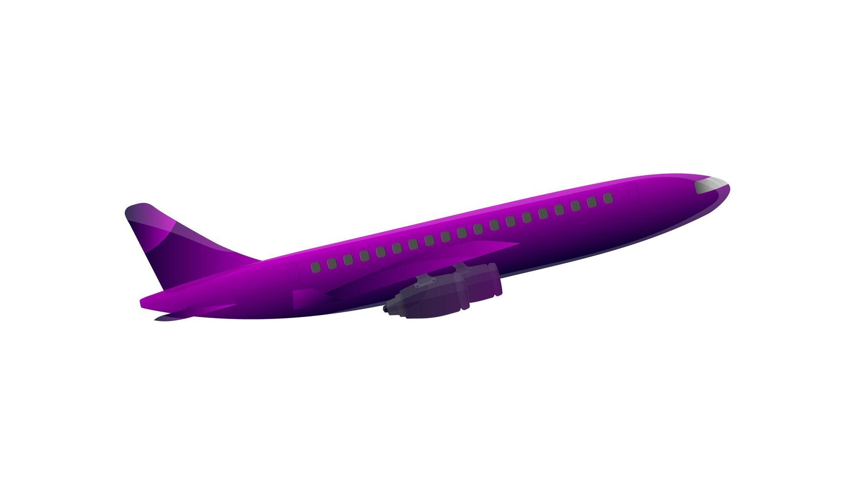 Purple plane in 3d. Realistic plane isolated on white background. Vector. vector