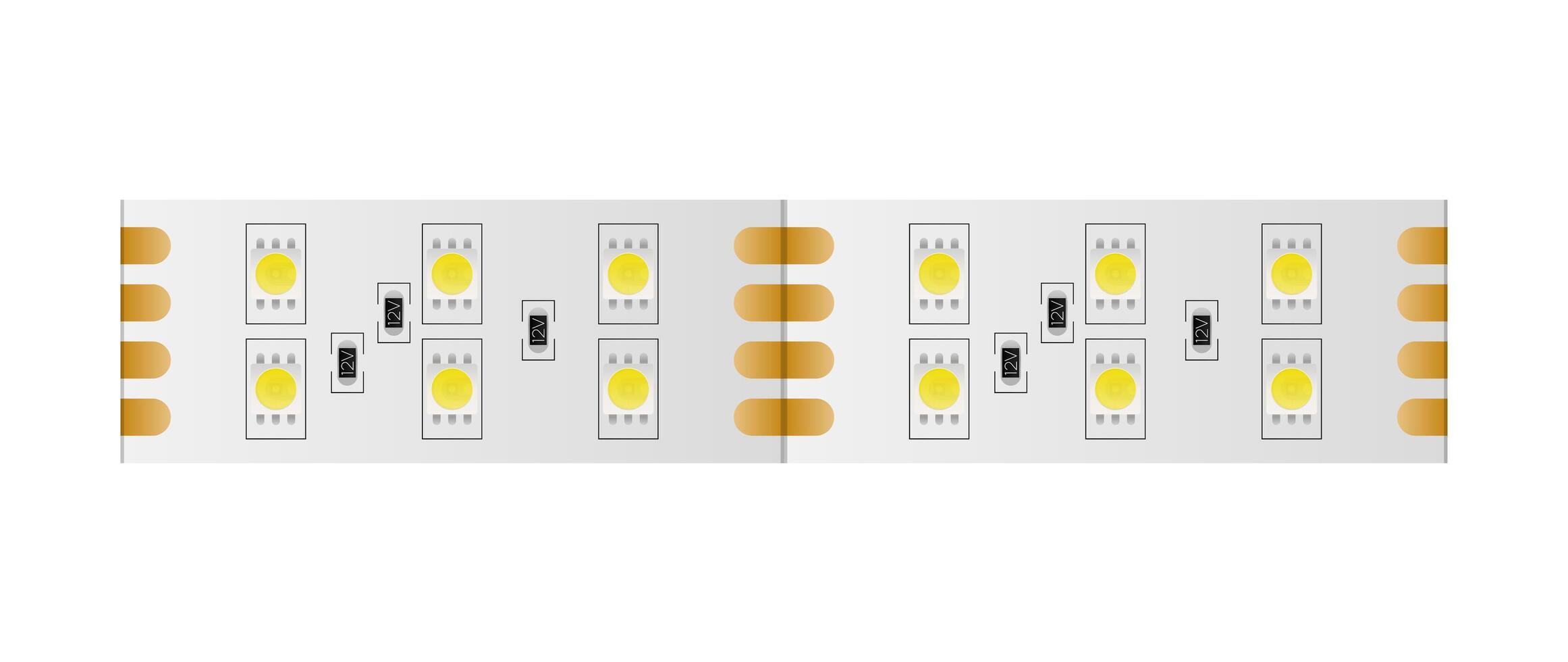 LED strip isolated on a white background. LED strip close-up. Realistic vector. vector