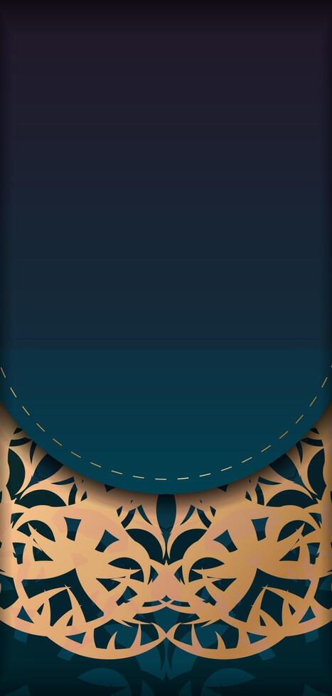 Brochure template with gradient blue color with abstract gold pattern for your design. vector