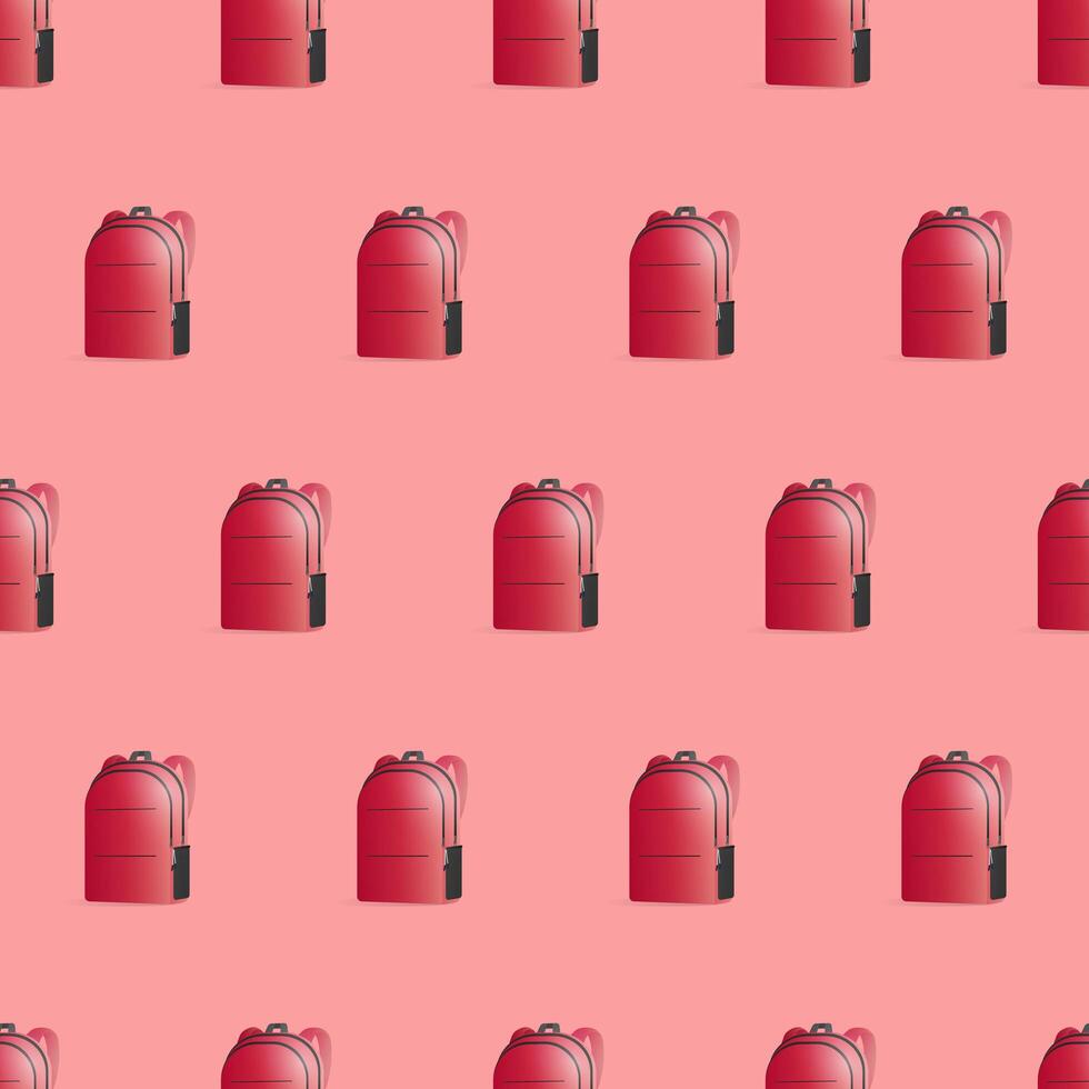 Seamless pattern with school backpacks. Endless background with a backpack. Good for travel and school backgrounds. . vector