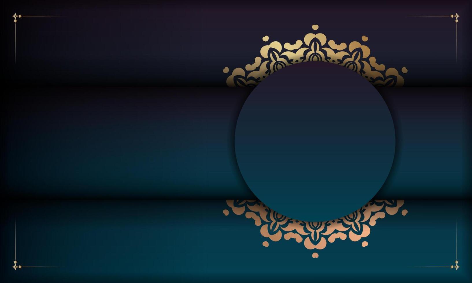 A blue background with gold ornament vector