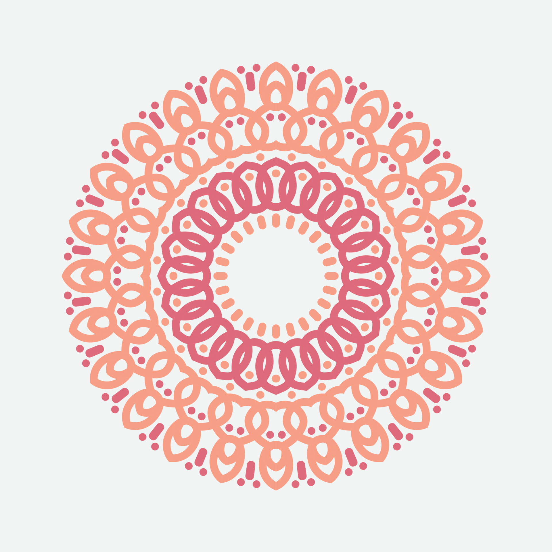 Round gradient mandala on white isolated background. Vector boho mandala in  smooth orange colors. Mandala with floral patterns. Yoga template 4869527  Vector Art at Vecteezy