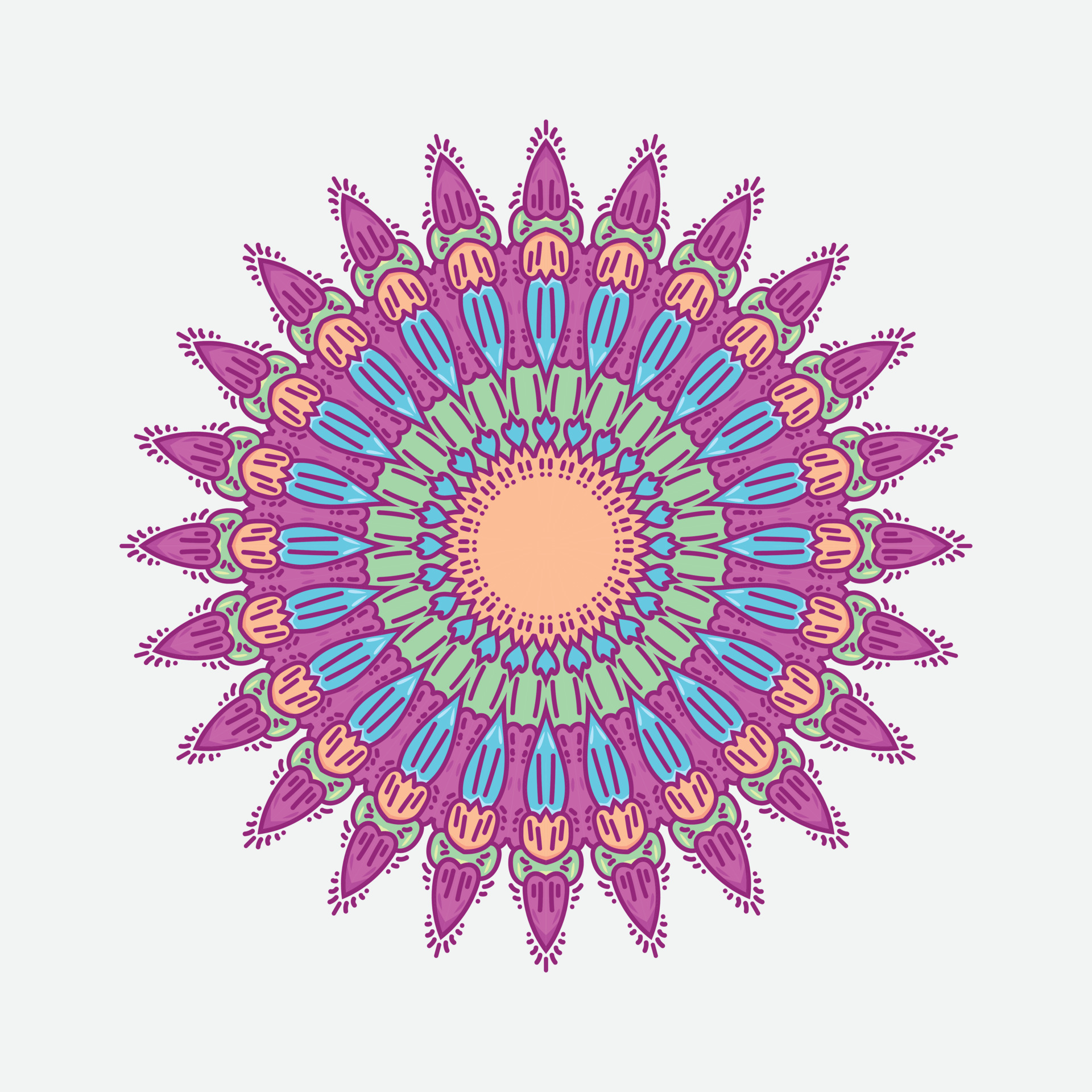 Round gradient mandala on white isolated background. Vector boho mandala in  vintage colors. Mandala with floral patterns. Yoga template 4869533 Vector  Art at Vecteezy