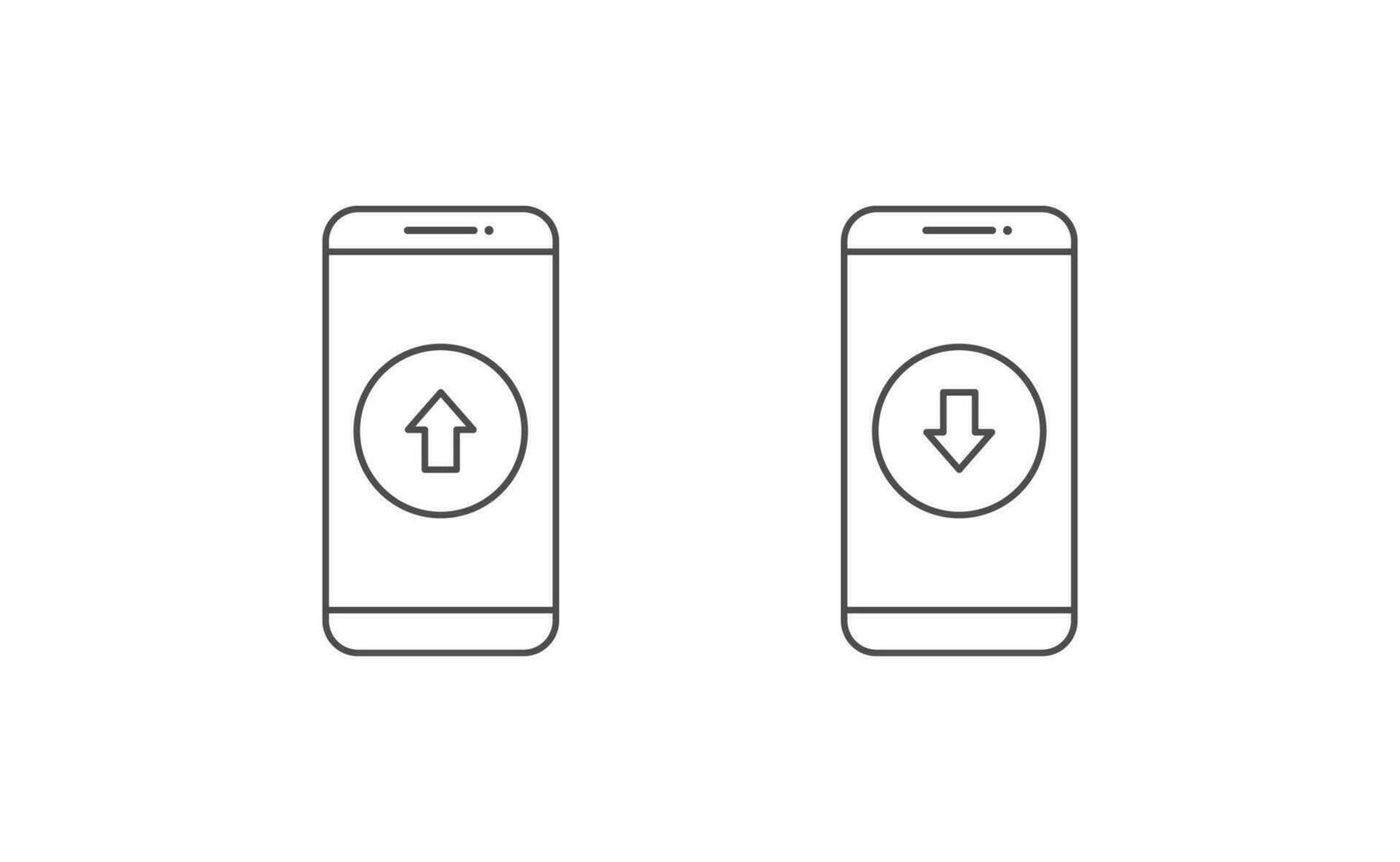 Smartphone and upload download icon line vector design