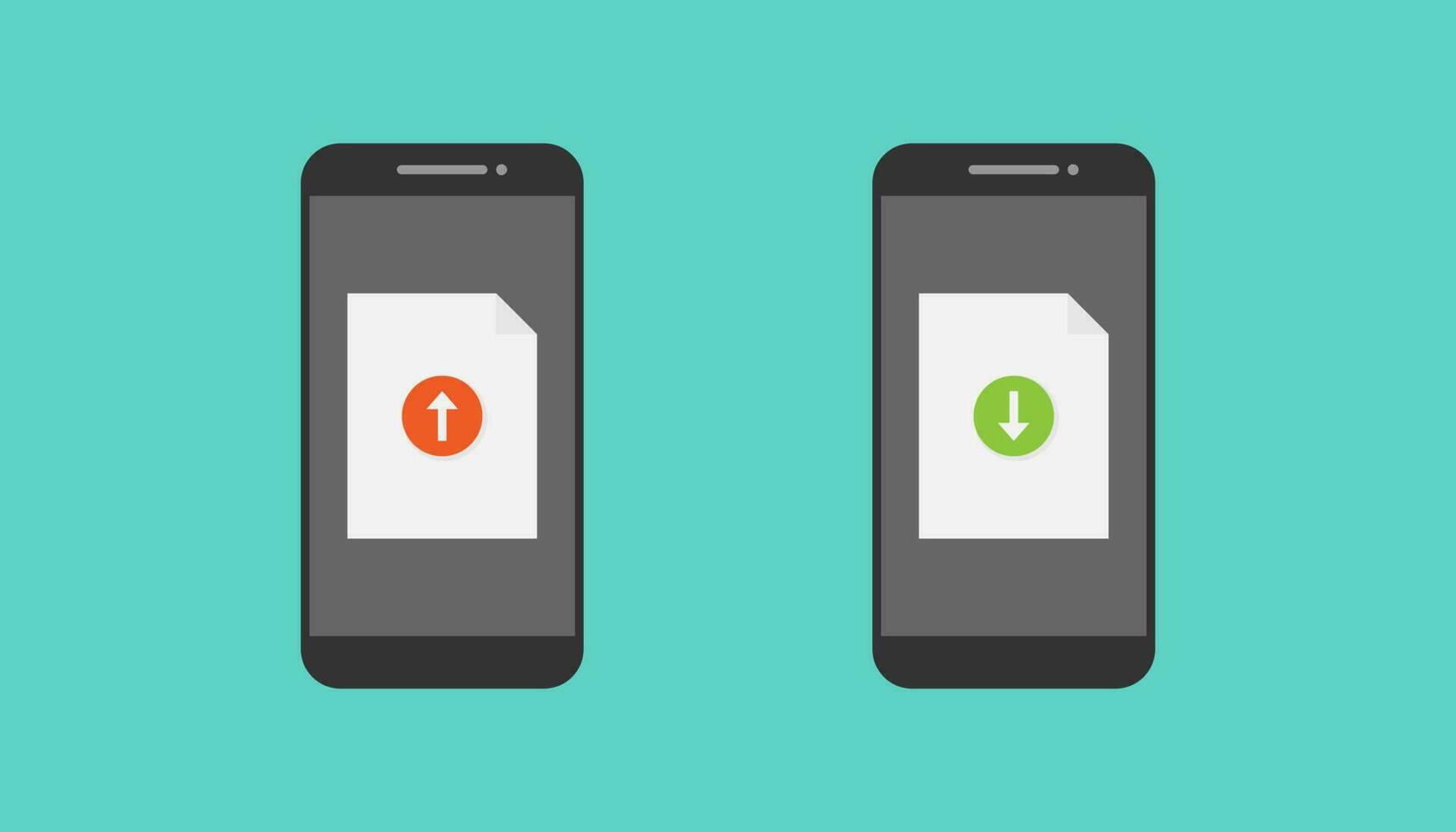 Smartphone and document upload download vector design