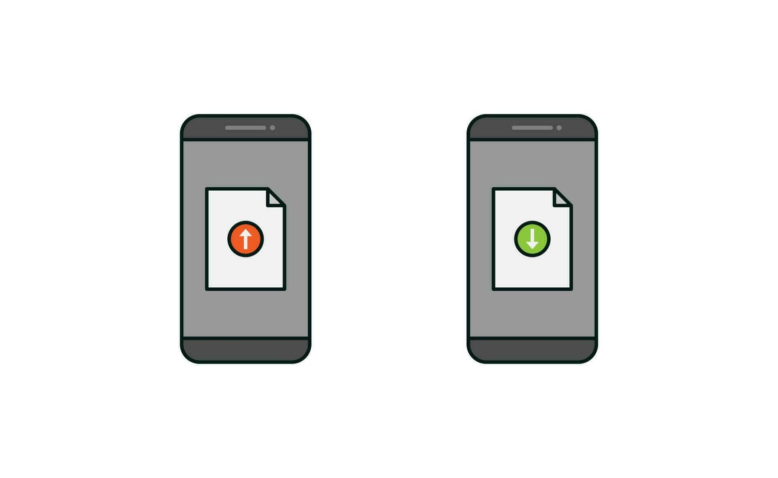 Smartphone and document upload download icon vector design