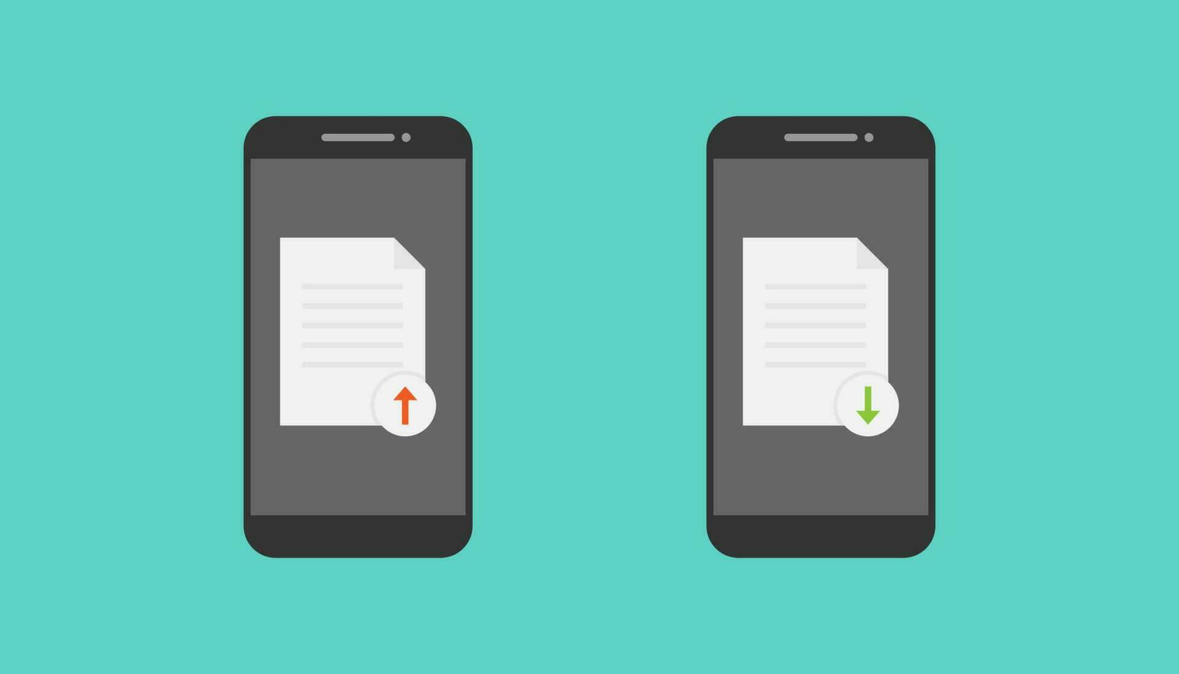 Smartphone and document upload download vector design