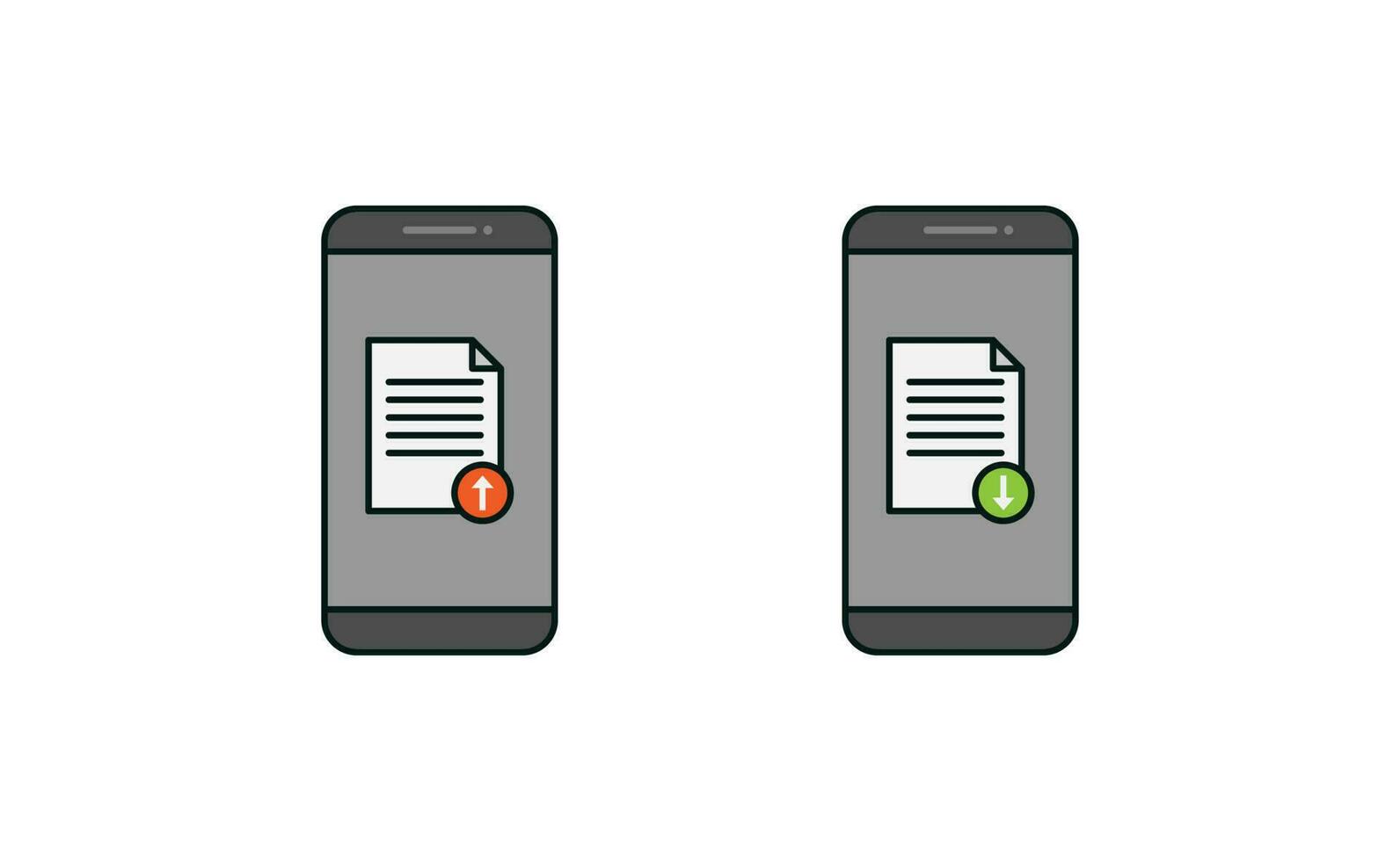 Smartphone and document upload download icon vector design