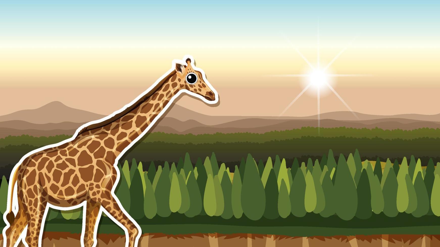 Thumbnail design with giraffe on forest background vector