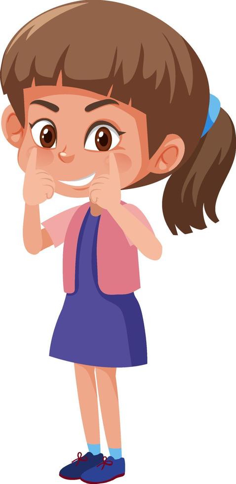 Happy cute girl cartoon character vector