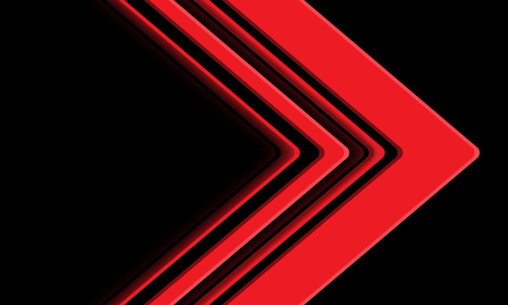 Dirección de flecha roja abstracta geométrica en diseño negro vector de fondo de tecnología futurista moderna