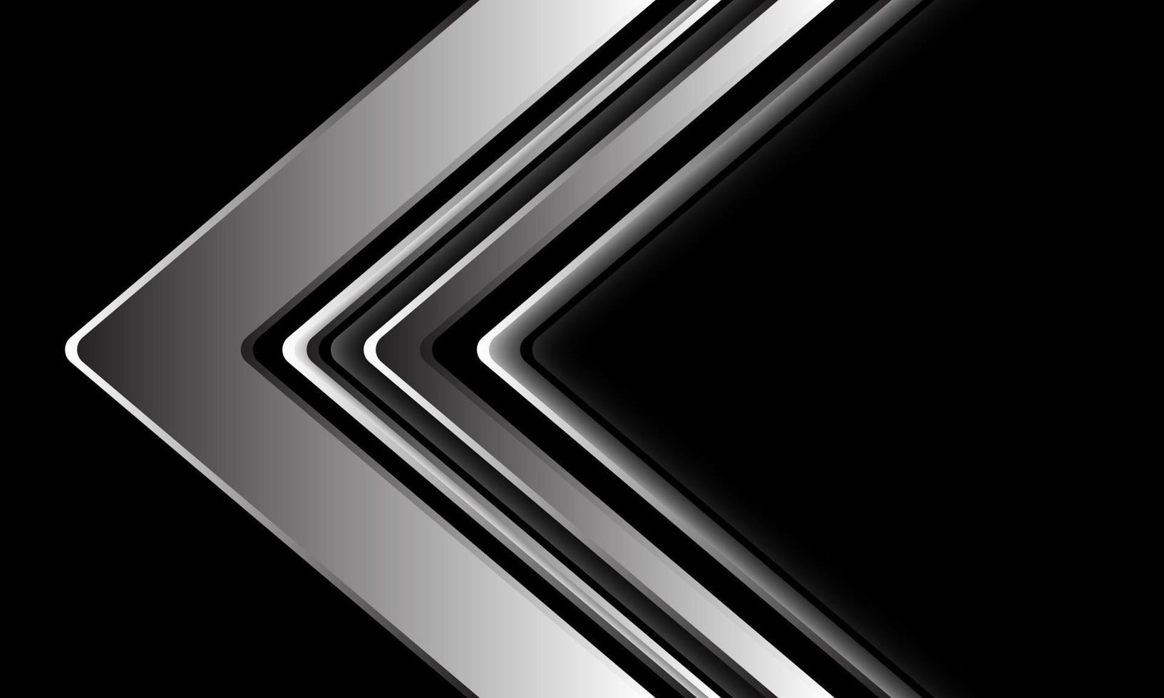 Abstract silver arrow direction geometric on black design modern futuristic technology background vector