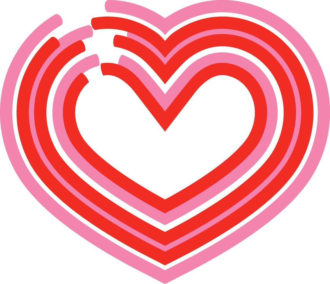 Heart formed by red-pink curved line vector