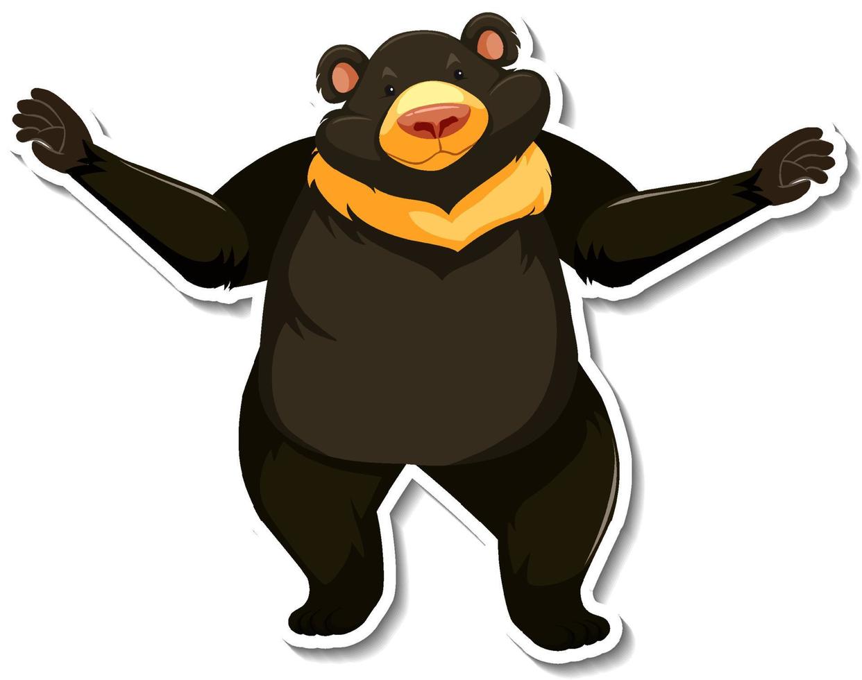 Asian black bear animal cartoon sticker vector